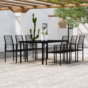 Salon bas de jardin Ensemble de salle à manger de jardin 7 pcs Noir - SALALIS - DP57090