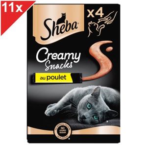 FRIANDISE SHEBA Creamy Snacks 44 sticks au poulet friandise crémeuse pour chat 12g (11x4)