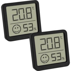MESURE THERMIQUE TFA Dostmann 2er Set digitales Thermo-Hygrometer mit Komfortzone Thermo-hygromètre noir