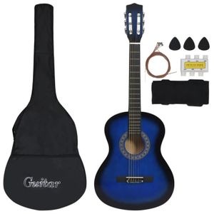 bleue Pack Guitare Classique 4/4 pour Gaucher Avec 6 Accessoires ~ Neuf 