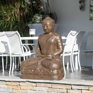 STATUE - STATUETTE Statue jardin Bouddha assis en fibre position offr