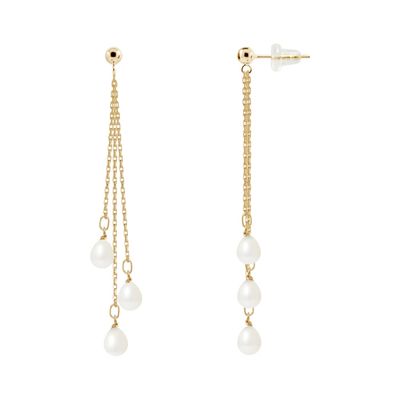 Boucles D'oreilles Pendantes Chaîne 45 Mm Avec Plumes - Argent 925 Rhodié - Leana - Neuves