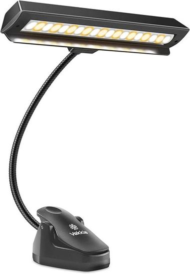 Lampe Pupitre Piano 19 LEDs - 3 Couleurs, 3 Luminosités - Rechargeable USB-C - Pince Ajustable - Pour Partitions
