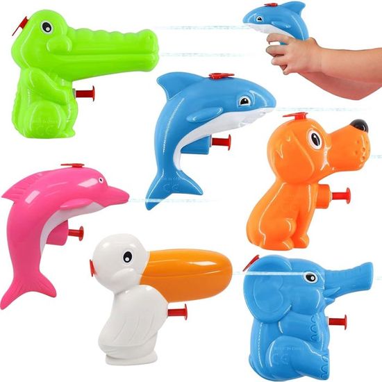 Lot De 6 Pistolets à Eau En Mousse 15 Cm – 3 Couleurs – Bataille D'Eau, Cadeau Enfants Et Adultes