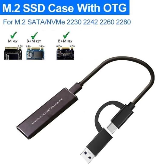 Baseus M2 boîtier SSD M.2 SATA vers USB NGFF boîtier de disque dur externe  adaptateur Type C 3.1 B M + B clé SSD boîtier boîtier M.2