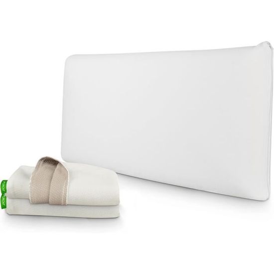 Oreiller Ergonomique Mémoire De Forme Aloe Vera - 80x35x10 Cm, 2 Taies Bambou | Purovi