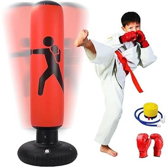 Sac de frappe de boxe sur pied Noir Adulte - FR Stock - Idéal pour boxe