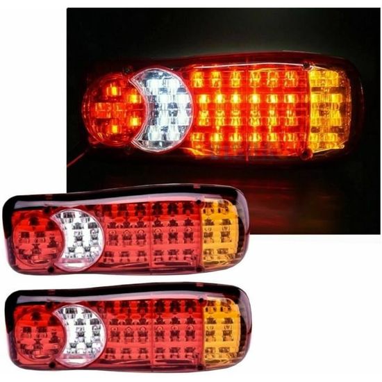 2 Feux Arrières Universels 12V 24V Pour Camion, Remorque, Tracteur - 5 Fonctions, Grandes Dimensions