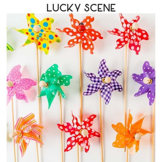 10 Moulins à Vent Colorés Pour Enfants - Décoration Jardin Ou Fête - 16cm