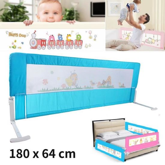 Bleu Barrière de lit pour bébé enfant système protection portable Pliant Barrière De Lit Enfants Bébés Protection 1.8M
