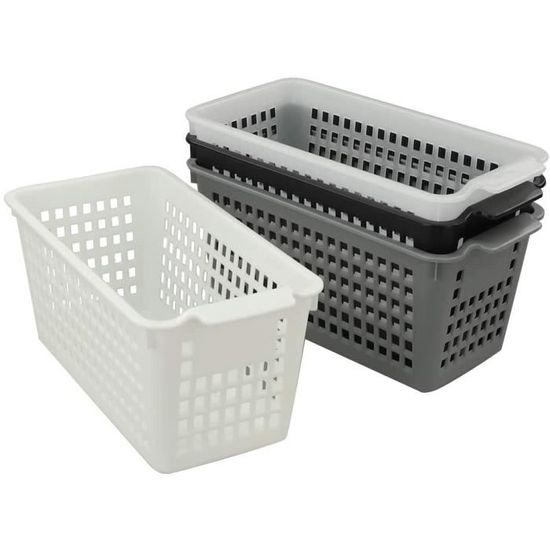 Boîte De Rangement Bureau 5 Compartiments Avec Poignée - Organiseur Plastique Cuisine Salle De Bain 24.6x15.3x11.3cm Panier Plastique Empilable