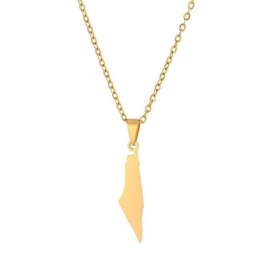 Collier Long Ras Du Cou Avec Pendentif Carte Du Kurdistan - Bijou Ethnique Patriotique - Pour Homme Et Femme - Longueur 50 Cm