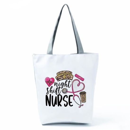 Hl4561 Sac Infirmiere Sac fourre tout de dessin anime personnalise pour dames Sac a provisions reutilisabl Cdiscount Bagagerie Maroquinerie