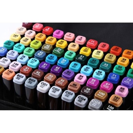 Lot De 80 Marqueurs à Alcool Nukido - Double Pointe (2 Mm Et 7 Mm), Couleurs Vives, étanches, Avec Pochette De Transport