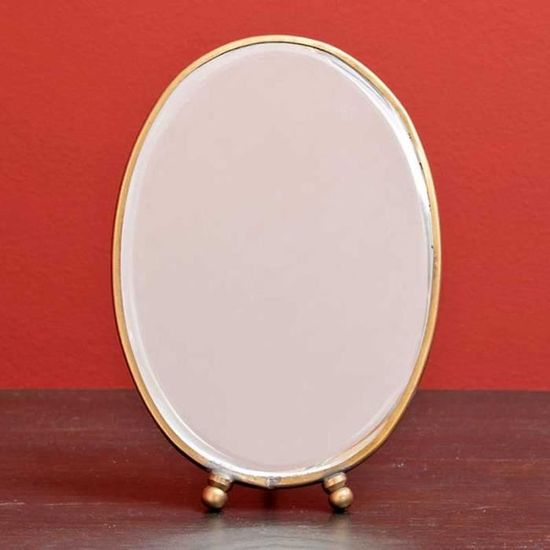 Petit miroir de poche vintage en laiton au bronze - Décoration