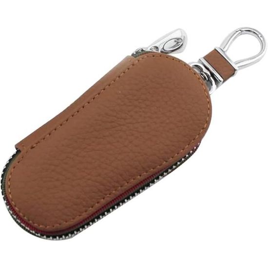KSJEHW Housse Cuir Pour Clé De Voiture - Porte-clés Protecteur Avec Crochet Métallique - Brun