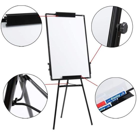 HUOLE TABLEAU PAPERBOARD,SUPPORT POUR TABLEAU BLANC TRÉPIED, NOIR, 60