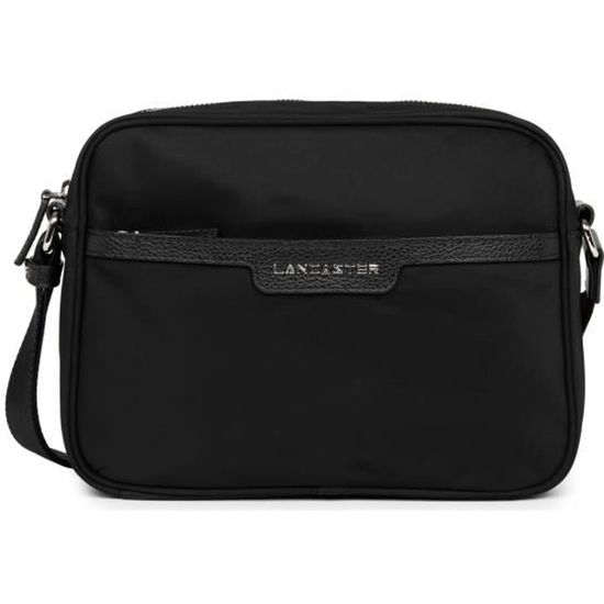 Lancaster - Sac Reporter / Sacoche en tissu et cuir - Homme - Noir