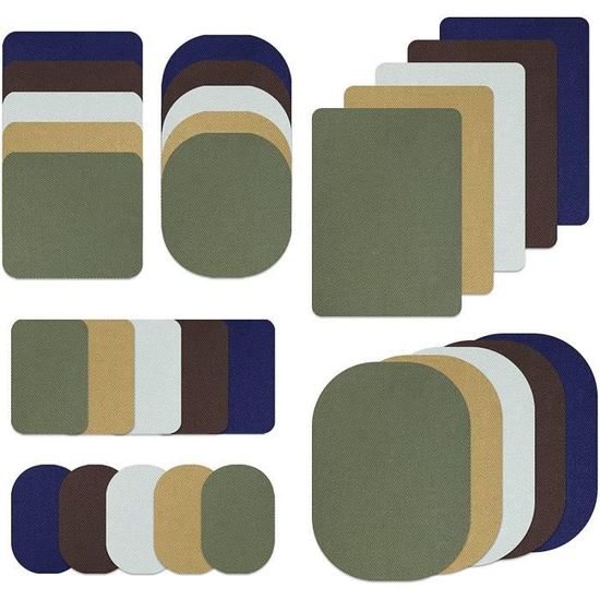 24 Pièces Patches à Repasser, Carré Patch Thermocollant Tissu Kit Patchs De Réparation Pour Vêtements Doudoune Veste Trous De Réparation (9.5x 12.5cm