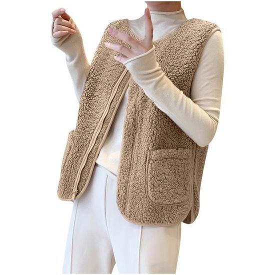 Gilet Sans Manches Femme Molleton Polaire Doux - Veste Matelassée Boutonnée Avec Poches, Coupe Classique