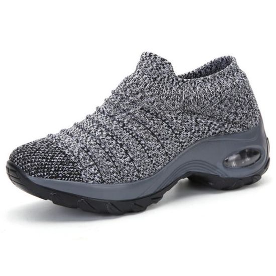 JS BASKET Femme grande taille Baskets Coussin d air Mode d contract e dark gris