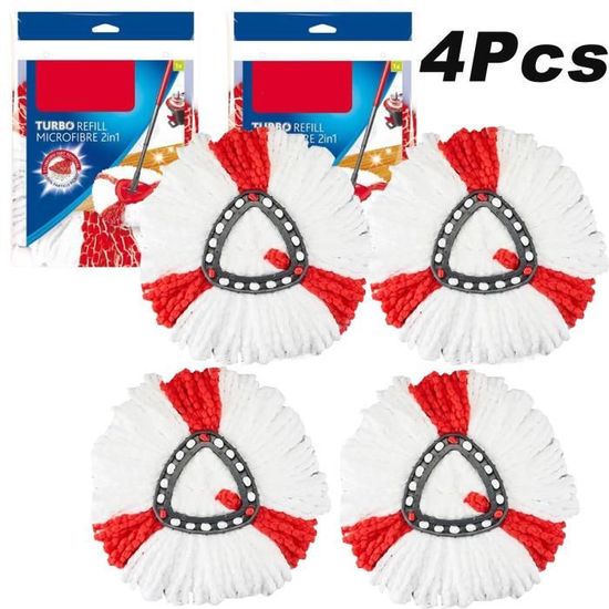 Têtes de Balai Vileda, Facile & Clean Turbo 2 en 1 Balai Microfibre Recharge Tête, Recharge