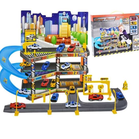 Grand Circuit de voiture Enfant Garage City 4 V hicules Inclus
