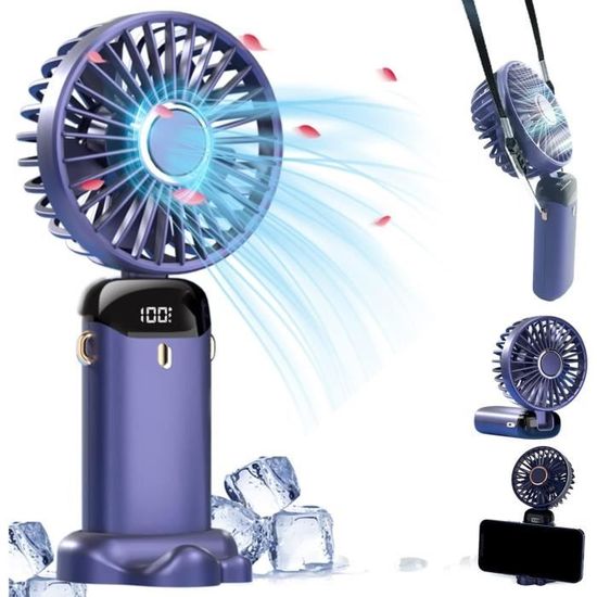 Ventilateur De Poche Rechargeable USB - Léger, Silencieux, 3 Vitesses, 5000mAh - Idéal Bureau, Voyage, Extérieur