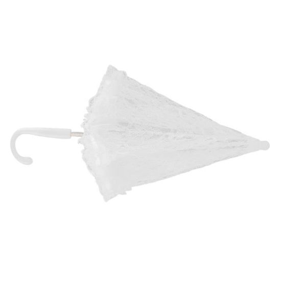 Mumusuki Parapluie Dentelle Blanche Broderie Fleurs - Accessoire Mariée Photographie Et Décoration Romantique