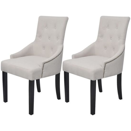 VidaXL 2 chaises pour la salle à manger Polyester Crème-YIN - Cdiscount