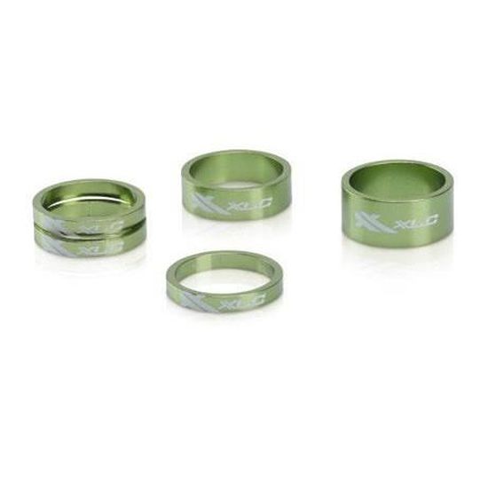 Entretoises A-Head XLC AS-A02 Citron vert - Kit en aluminium pour direction 1"1/8 - 3x5mm, 1x10mm et 1x15mm