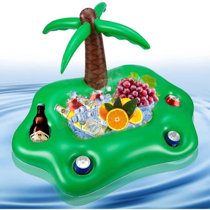 Porte-Gobelet Gonflable WDDNAOT, 8 Trous Bar Flottant Piscine, Plateau Flottant pour Piscine, Porte-Bière Flottant PVC, Plateau Gonflable Bar Flottant Spa