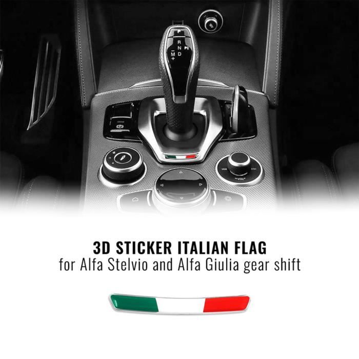 Autocollants 3D Italie Levier de Vitesses Alfa Romeo Giulia Stelvio, 2 Pièces