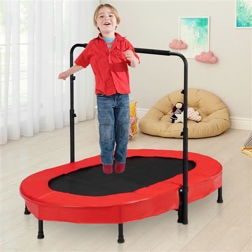 Trampoline de Fitness Professionnel 142*92*128cm avec Poignée Réglable Maximale 150 Kg Noir et Rouge
