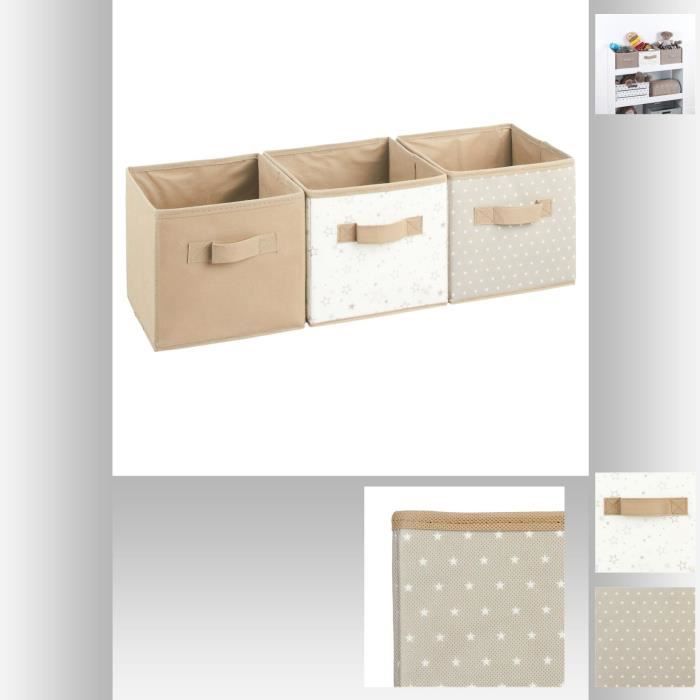 3 Cubes de rangement enfant Taupe