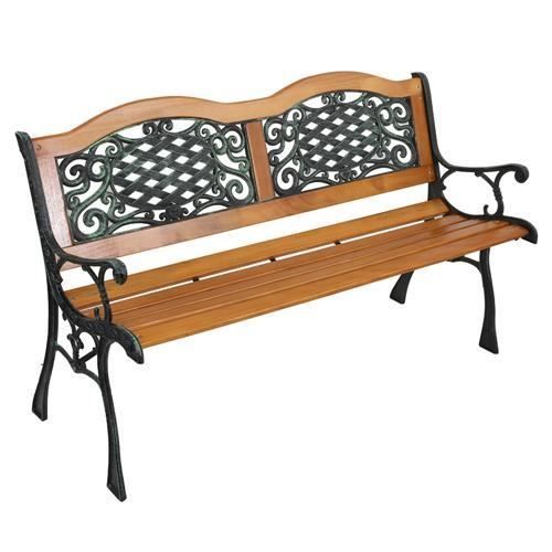 Banc de Jardin en Bois de fer-125x52x72cm-Dos à double arche