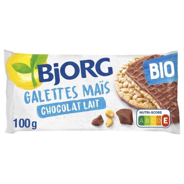 BJORG - Galette Maïs Chocolat Au Lait Bio Sans Gluten 100G - Lot De 4