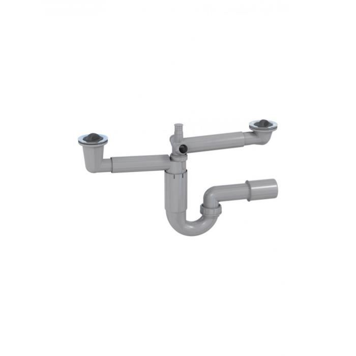 Siphon d'évier, télescopique, double, raccordement au lave-vaisselle, raccordement au mur 40/51