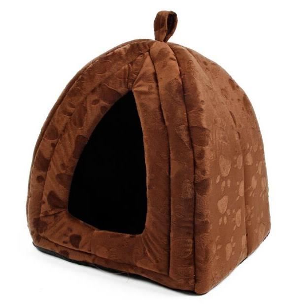 Corbeilles,Lit de couchage avec coussin pour chat Grotte, chaton, chiot, très chaud, hiver, tente, petits chiens- Type Brown-L