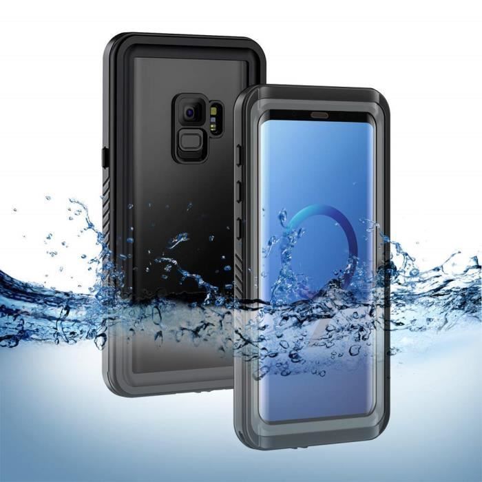 Coque Étanche Galaxy S9, Full Body avec Protection écran intégré Antipoussière Anti-Neige Waterproof Etui pour Galaxy S9, Noir