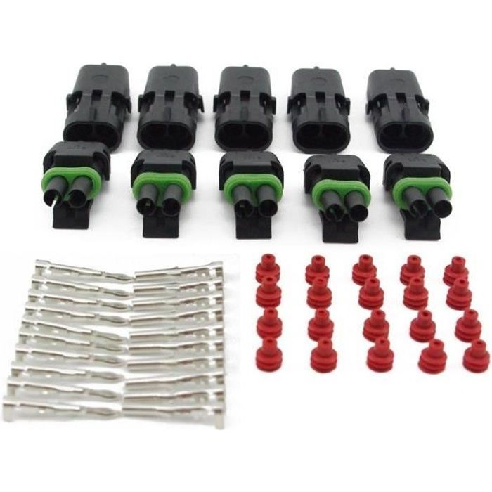 20 -14 AWG Connecteur étanche électrique Connecteur Imperméable Terminaux 1,5 mm Série Bornes Heat Shrink (2 Broche Sceau Vert)