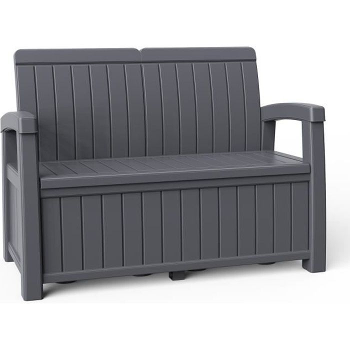 Banc Coffre en Résine pour Jardin Gardiun Vita Gris Antracita 124x66x90 cm 230 L