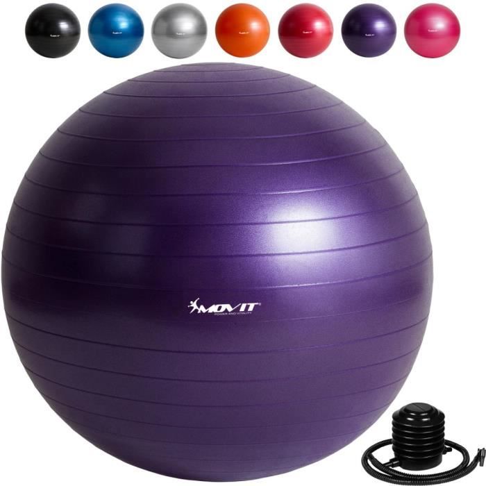 MOVIT Balle de gymnastique violet, 85 cm avec pompe