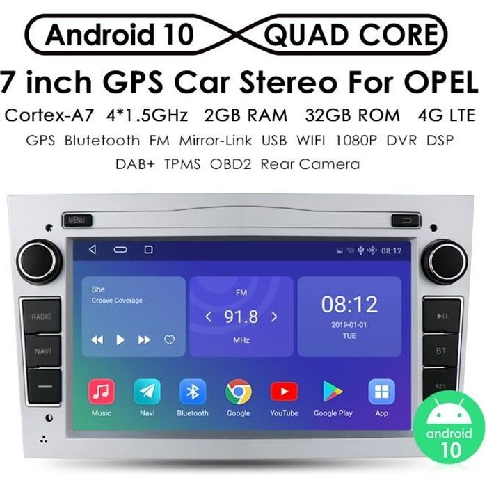 Autoradio de navigation GPS de voiture Double 2 Din Android 10 2G 32G pour Opel Antara Astra Combo Corsa