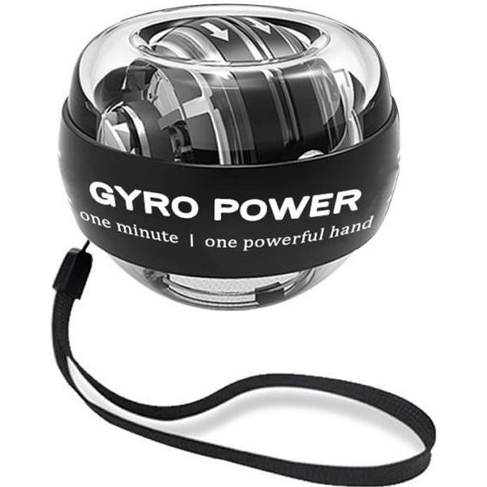 Gyroscope à démarrage automatique Power Ball Double Gyroscope Poignet Bras Muscle Exercice Fitness - Noir