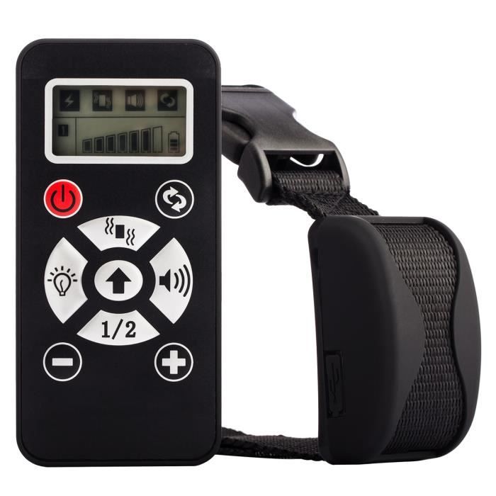 Tera® collier de dressage Anti-aboiement rechargeable étanche manuel/automatique à portée de 800 m pour entraîner chien (Noir)