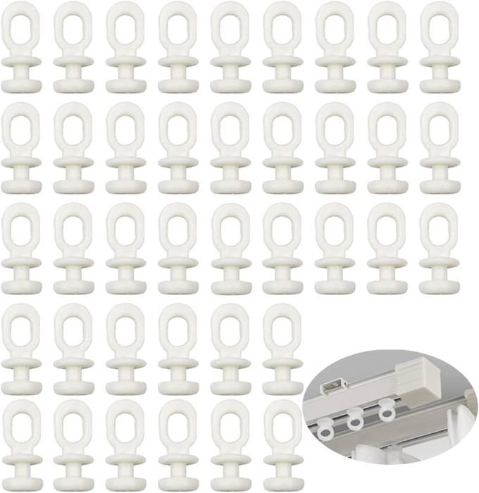 Ganci Per Tende Scorrevoli - 100 Pezzi In Plastica Bianca - 11