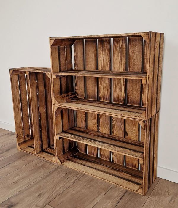 Caisse bois - PYXIDAS - Longue étagère - 60x40x20 cm - Lot de 3 - Effet ...