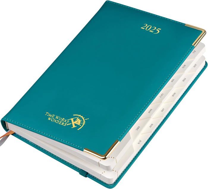 Agenda Journalier 2026 POPRUN A5 - 1 Page Par Jour, Couverture PU Vert Forêt, 21.5x14.5 Cm