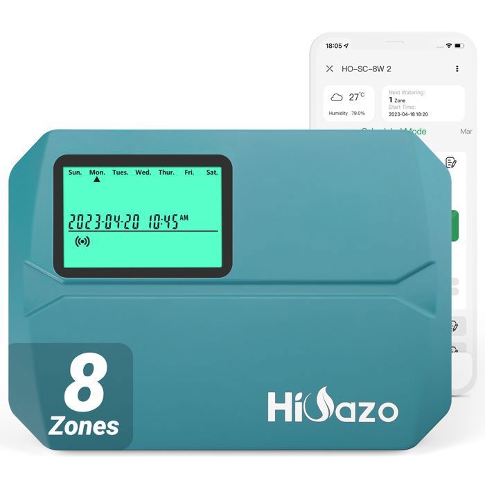 HIOAZO Programmateur arrosage 8 voies WiFiHO-SC-8W Intelligentcontrôleur de système dirrigationsurveillance application mémoire